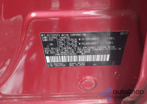 2017 Toyota Rav4 Le из США, поврежденный, VIN JTMBFREV3HJ145300